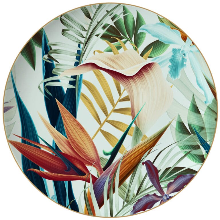 tropical plants pattern bone china wedding plate set