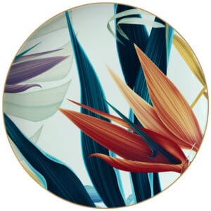 tropical plants pattern bone china wedding plate set