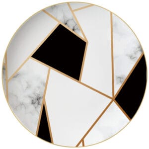 black and white gold trimmings​ bone china plate set