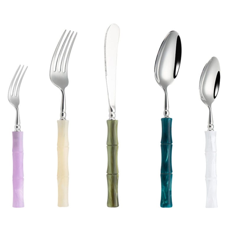 custom acrylic bamboo 304 stainless steel cutlery set
