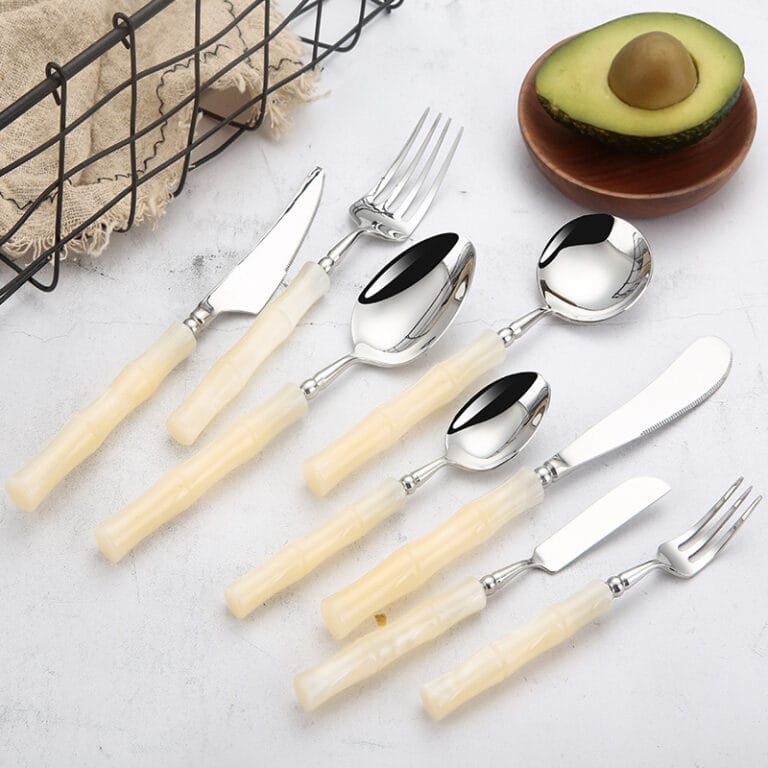 custom acrylic bamboo 304 stainless steel cutlery set
