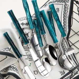 custom acrylic bamboo 304 stainless steel cutlery set