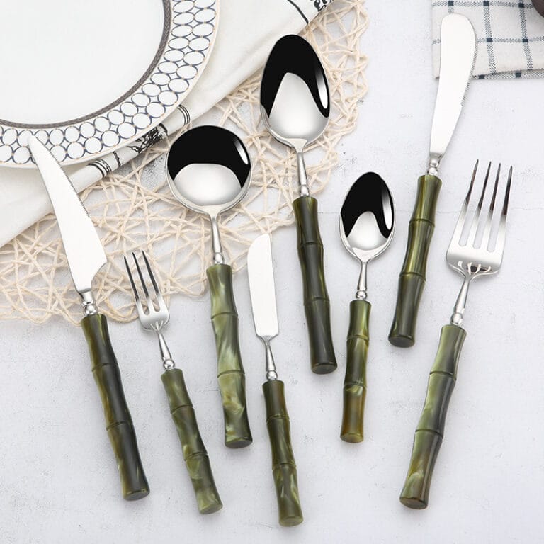 custom acrylic bamboo 304 stainless steel cutlery set