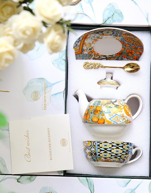 custom bone china teapot gift set