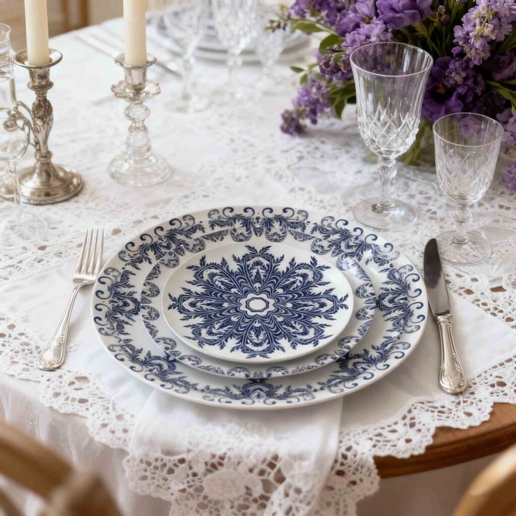 wedding bone china blue patterned dinnerware sets