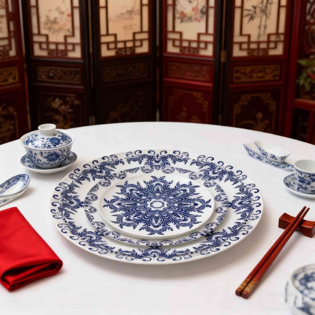 bone china blue patterned dinnerware sets