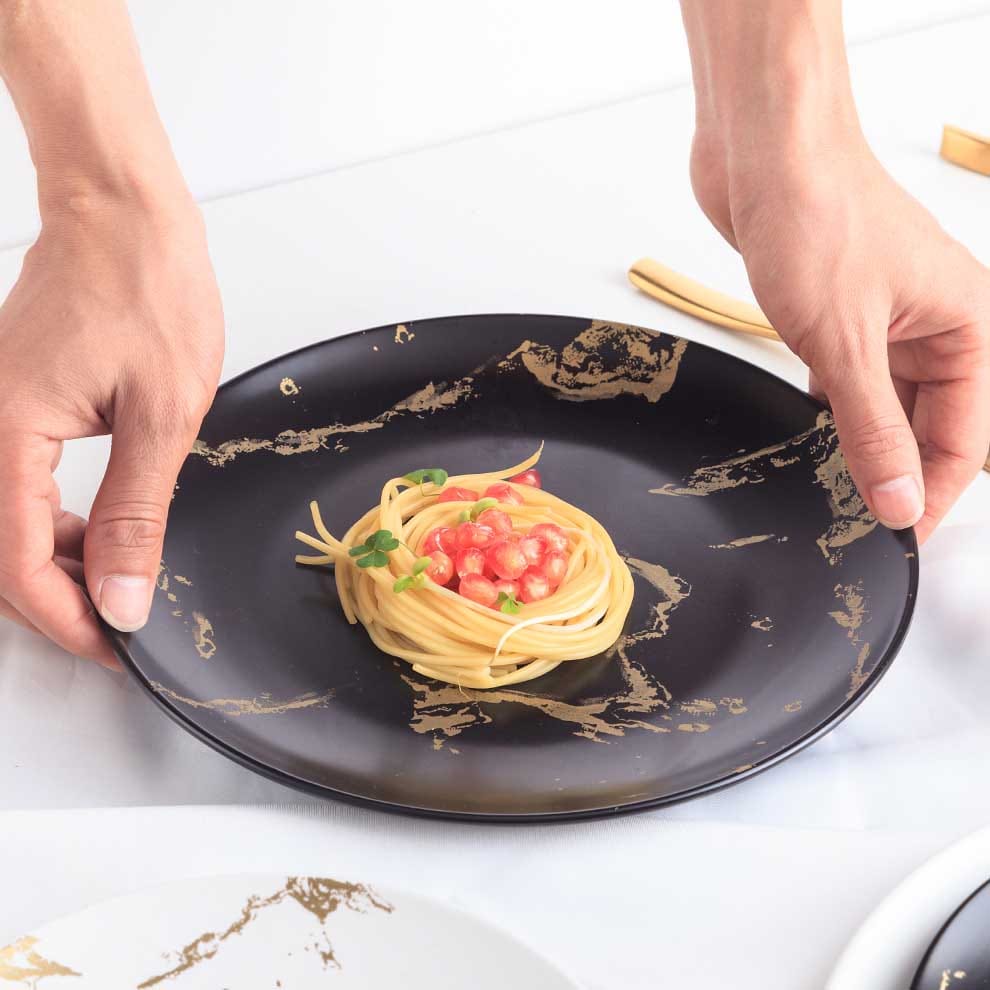 black and gold bone china dinnerware