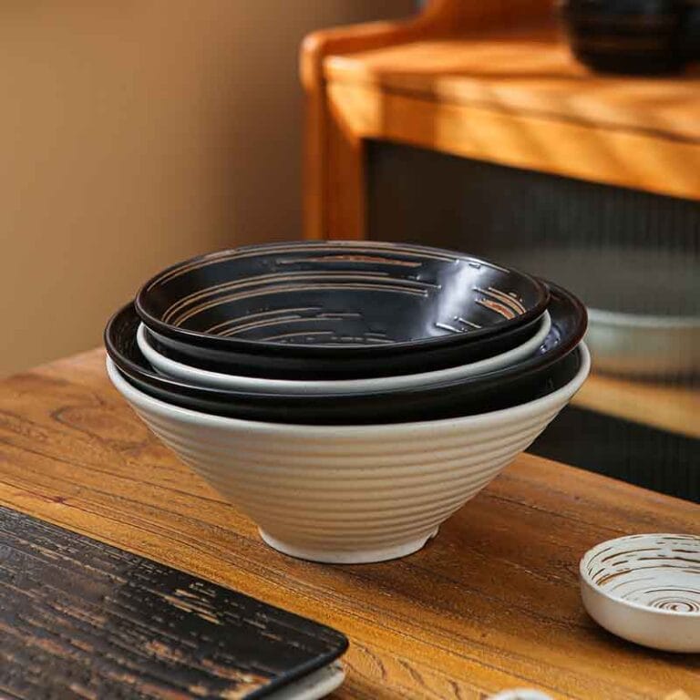 Black and White Spiral Texture Bowls Plates Tableware Sets Japanese Style