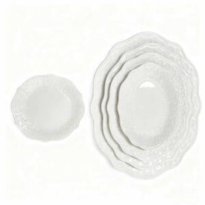 white fine china embossed ceramic plate lace relief porcelain plate