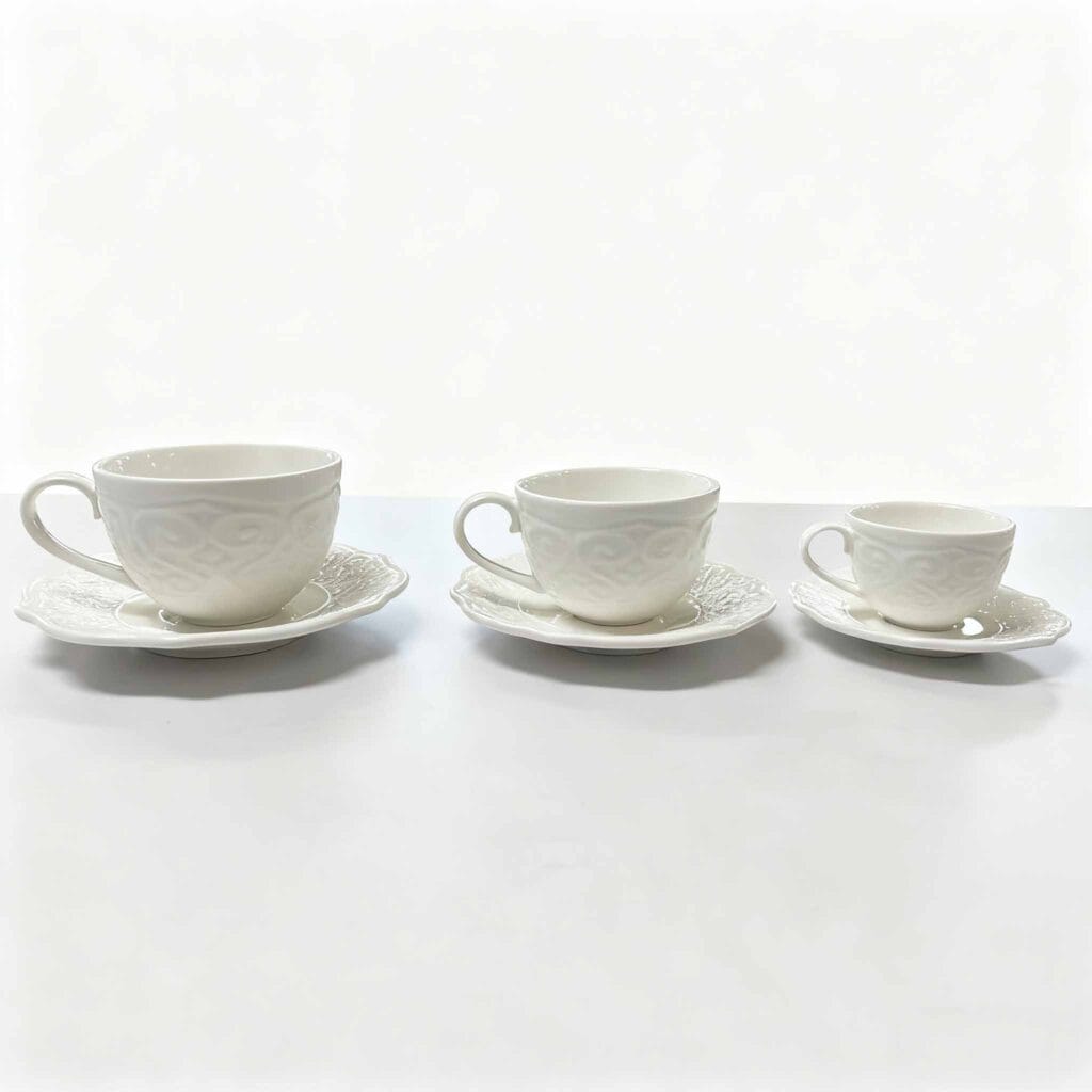 white fine china embossed ceramic plate lace relief porcelain cups