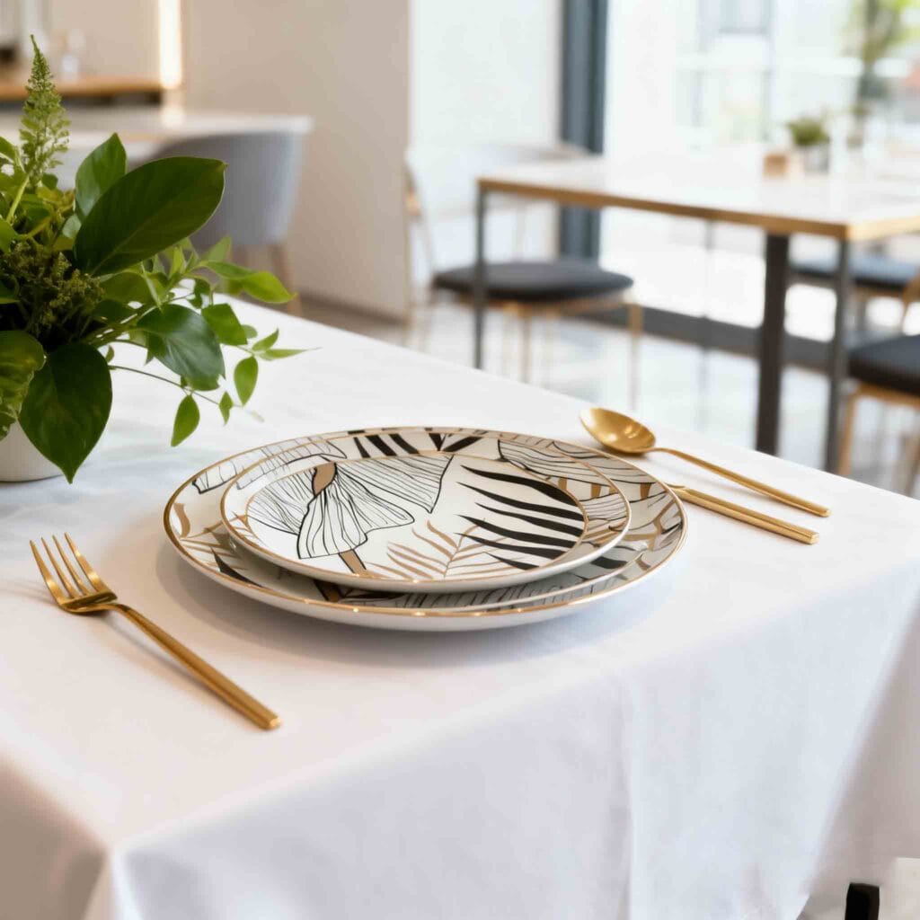 black write modern luxury wedding dinnerware set