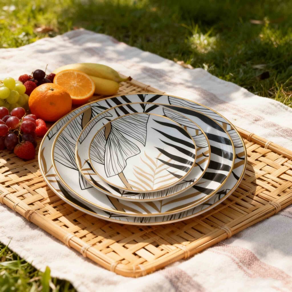 black write modern luxury wedding dinnerware set