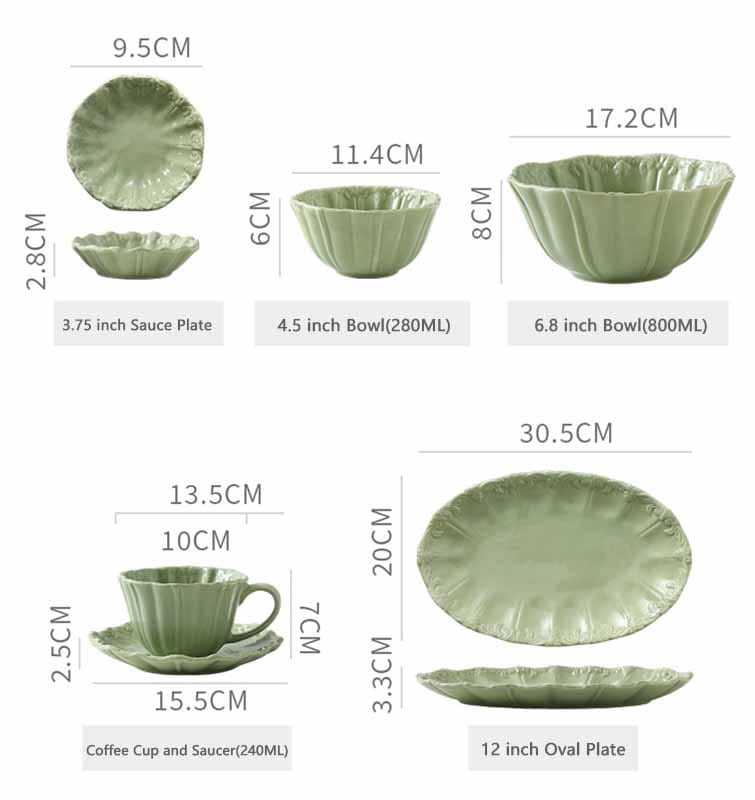 custom European country style dinnerware set - size