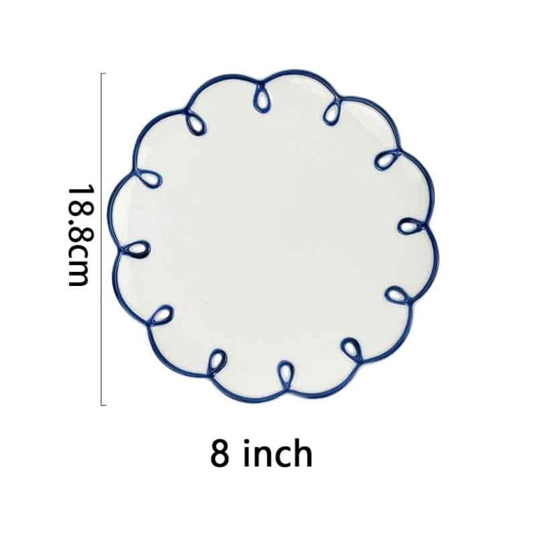 Macaron Color Lace Trim Porcelain Plates Hollow Ring