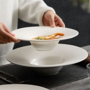 Pearl-Textured White Porcelain Dinner Plate