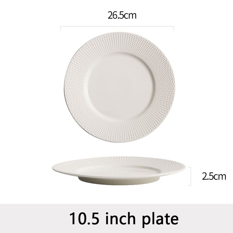 Pearl-Textured White Porcelain Dinner Plate