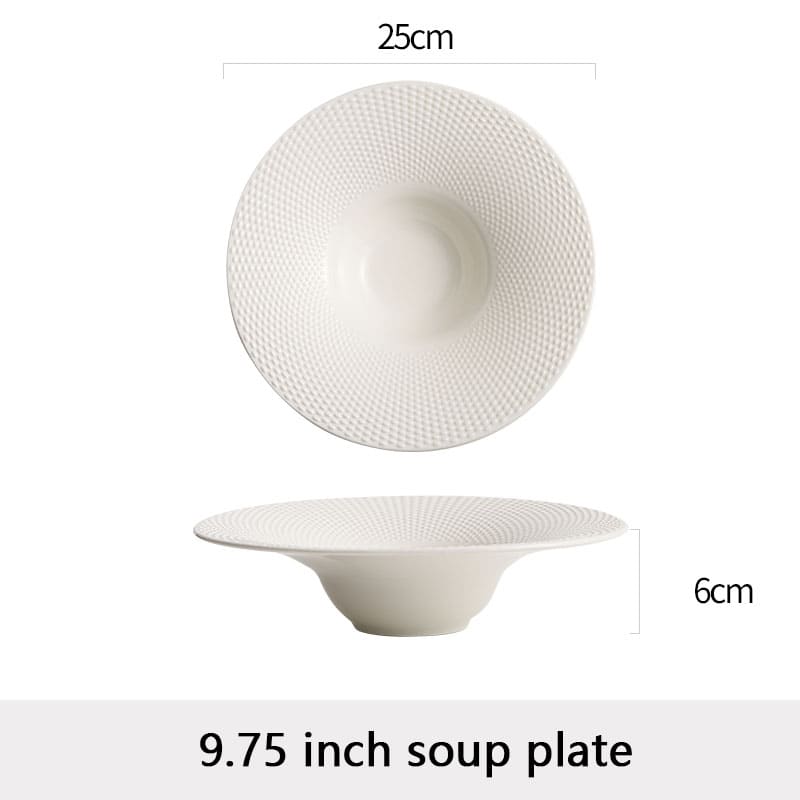 Pearl-Textured White Porcelain Dinner Plate