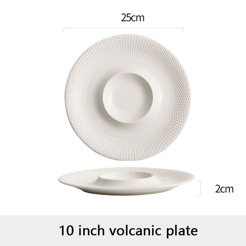 Pearl-Textured White Porcelain Dinner Plate