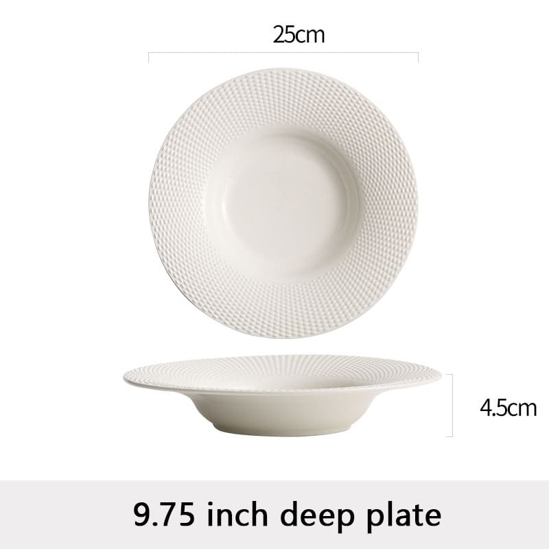 Pearl-Textured White Porcelain Dinner Plate