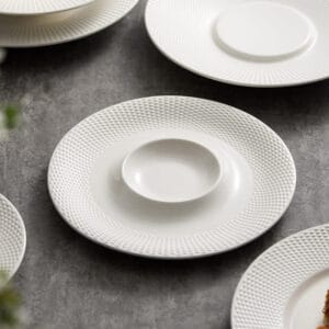 Pearl-Textured White Porcelain Dinner Plate