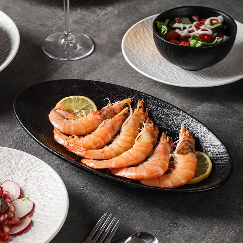 Matte Texture Black White Ceramic Tableware Set