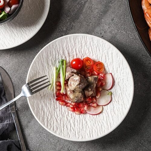 Matte Texture Black White Ceramic Tableware Set - Round Oval Plates Bowl for Restaurant