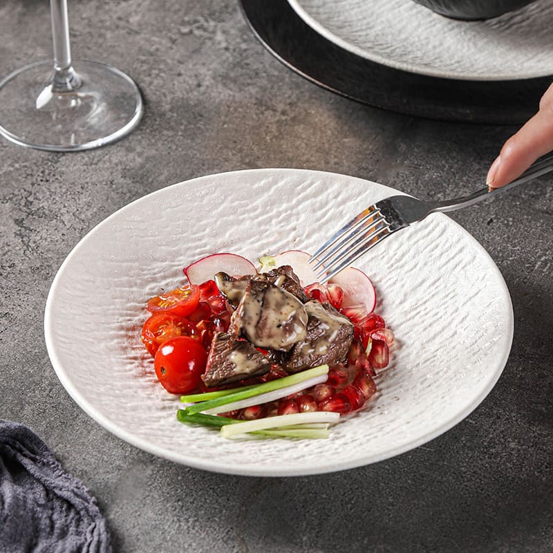 Matte Texture Black White Ceramic Tableware Set