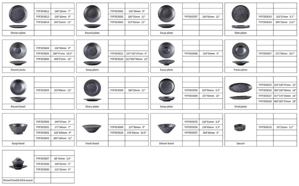 Vintage Distressed Metallic Glaze Ceramic Tableware Collection - Industrial Style Plates Bowls Set