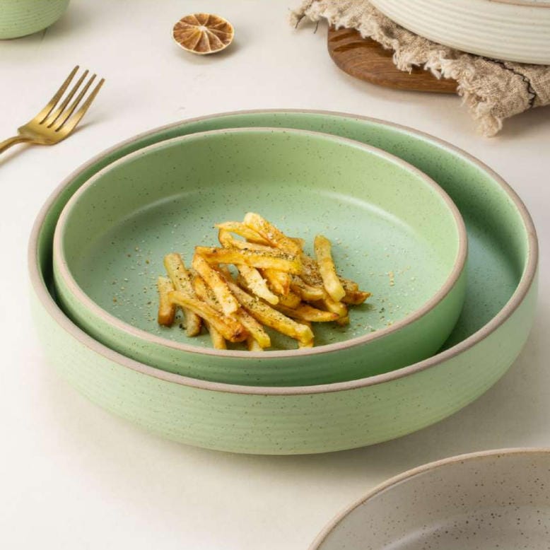 Japanese Light Matcha Green Dual-Texture Ceramic Tableware Set