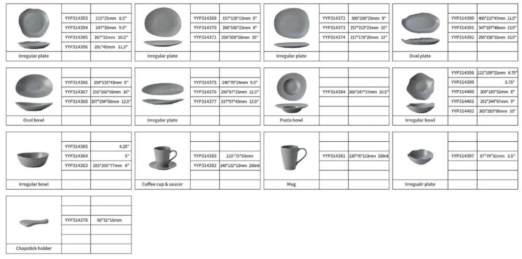 Premium Matte Gray Ceramic Tableware Set - Irregular Soft-Edge