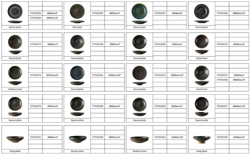 Dark Green Swirl Kiln-Change Glaze Ceramic Dinnering Plate Set