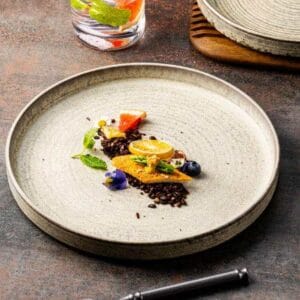 Reto Wabi-Sabi Style Beige Gray Multi Texture Stoneware Dinnerware Set