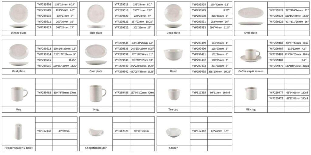 Pure White Swirl Texture Porcelain Dinnerware Set