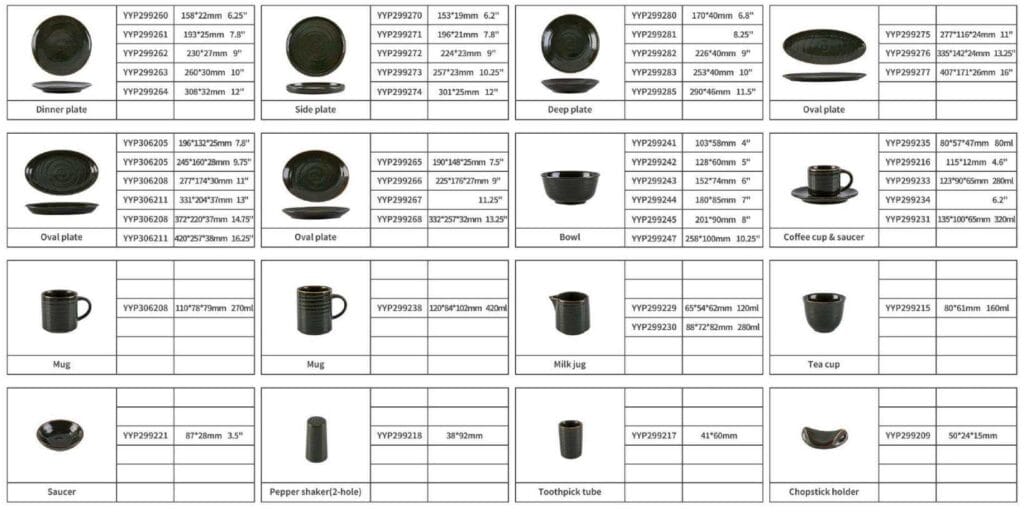 Dark Ink-Green Grain Glaze Ceramic Tableware Set