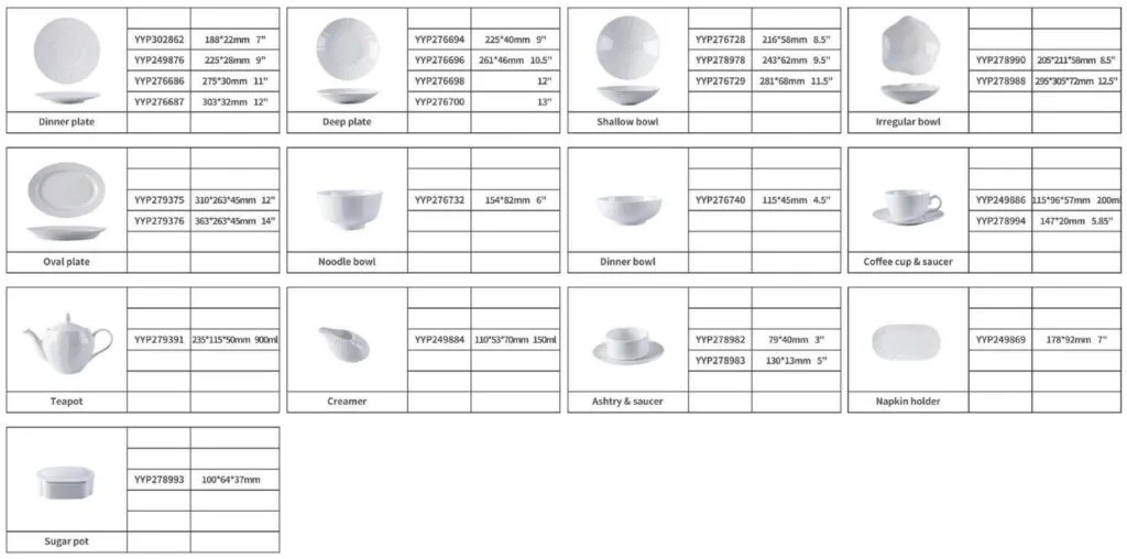Pure White Embossed Porcelain Dinnerware Set