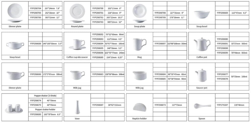 White Diamond-Pattern Embossed Durable Porcelain Dinnerware Set