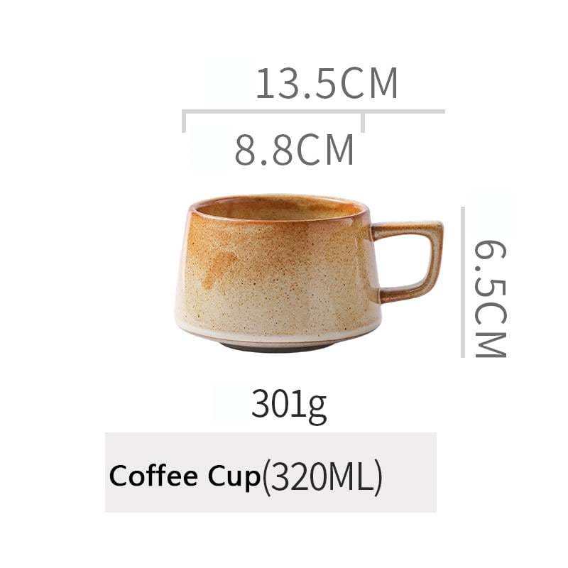 Warm Brown Stripe Vintage Stoneware Ceramic Tableware Set-coffee cup