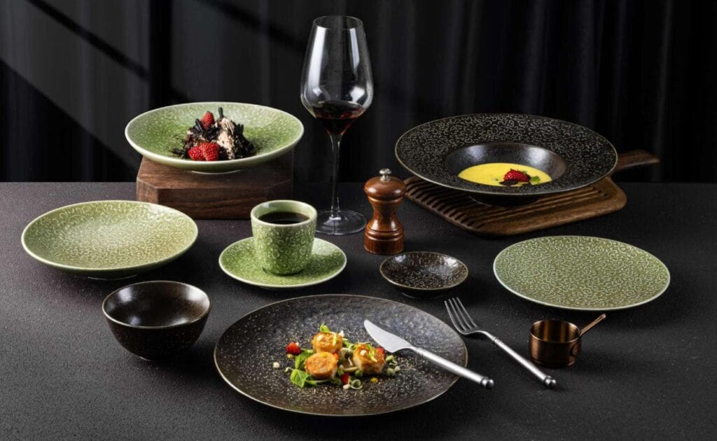 high-temperature green ceramic tableware set