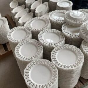 White Hollowed-Out Woven Porcelain Wedding Plate Set