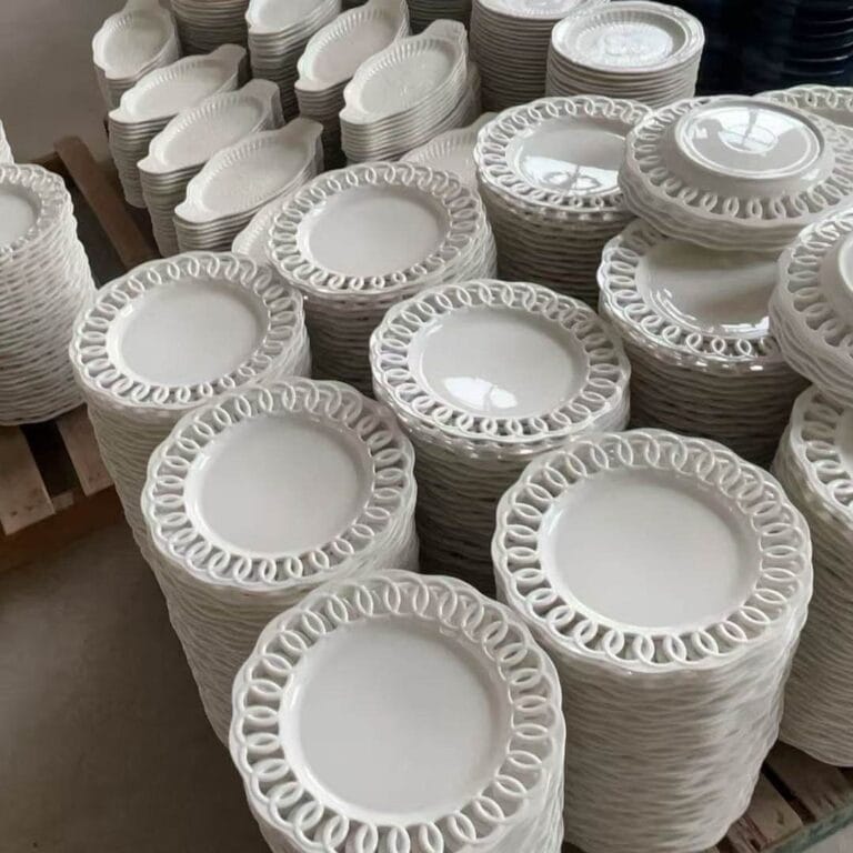 White Hollowed-Out Woven Porcelain Wedding Plate Set
