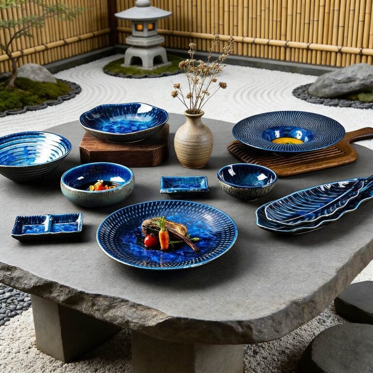 Deep-Sea Blue Kiln-Transformed Glaze Ceramic Dinnerware Set