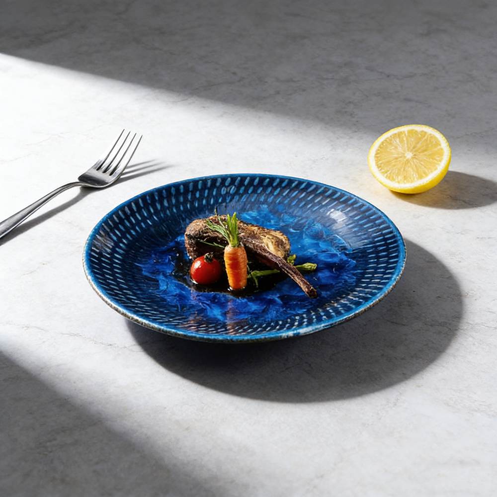 Deep-Sea Blue Kiln-Transformed Glaze Ceramic Dinnerware Set