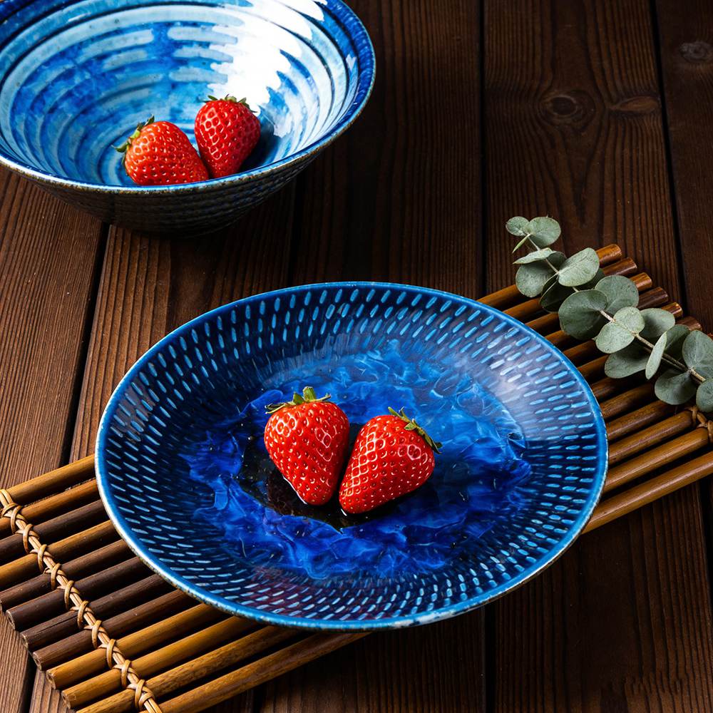 Deep-Sea Blue Kiln-Transformed Glaze Ceramic Dinnerware Set