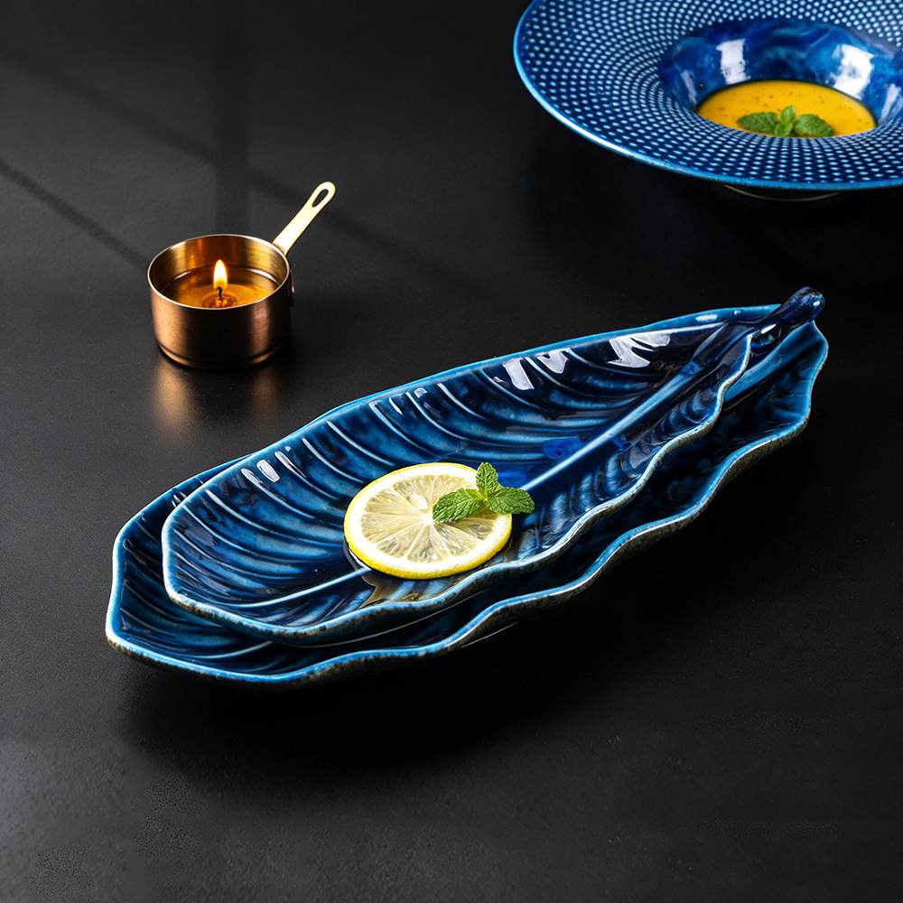 Deep-Sea Blue Kiln-Transformed Glaze Ceramic Dinnerware Set