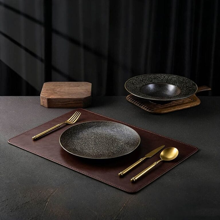 Dark Green & Brown Mottled Grain Glaze Ceramic Tableware Set