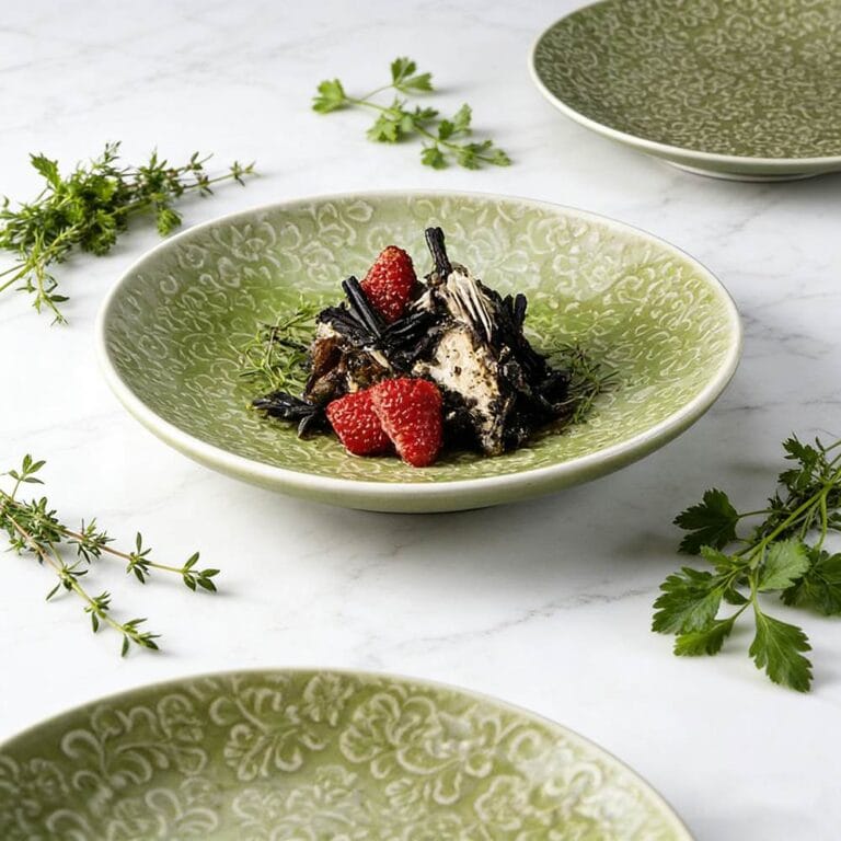 Dark Green & Brown Mottled Grain Glaze Ceramic Tableware Set