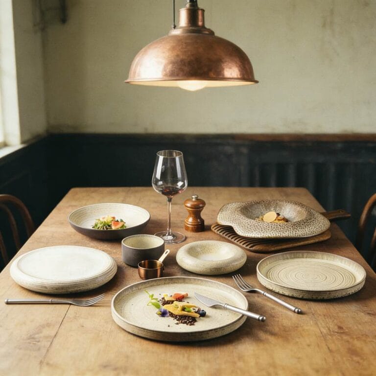 Reto Wabi-Sabi Style Beige Gray Multi Texture Stoneware Dinnerware Set