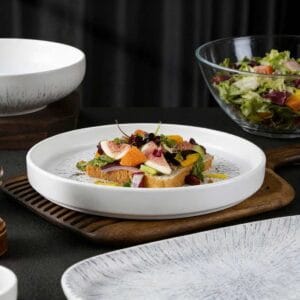 White-Gray Splatter Texture Ceramic Tableware