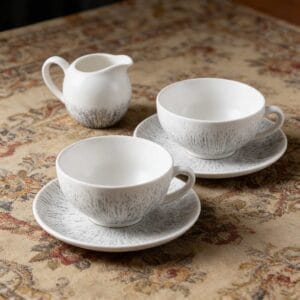 White-Gray Splatter Texture Ceramic Tableware