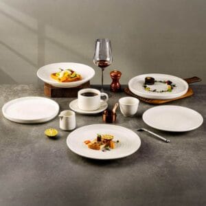Pure White Swirl Texture Porcelain Dinnerware Set
